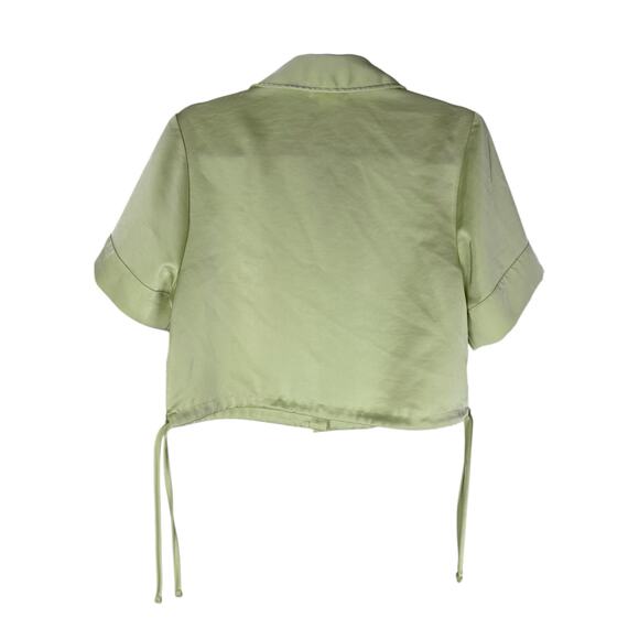 House Of Harlow 1960 Satin Crop Top Wide Leg Pants Set Green Party Vacation S - Picture 5 of 9